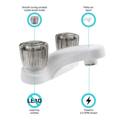 Dura Faucet side profile with dimensions to confirm sink fit