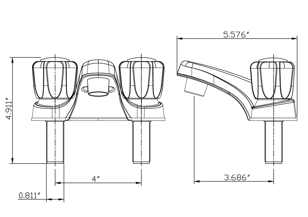 Dura Faucet next to standard sink for scale and compatibility check