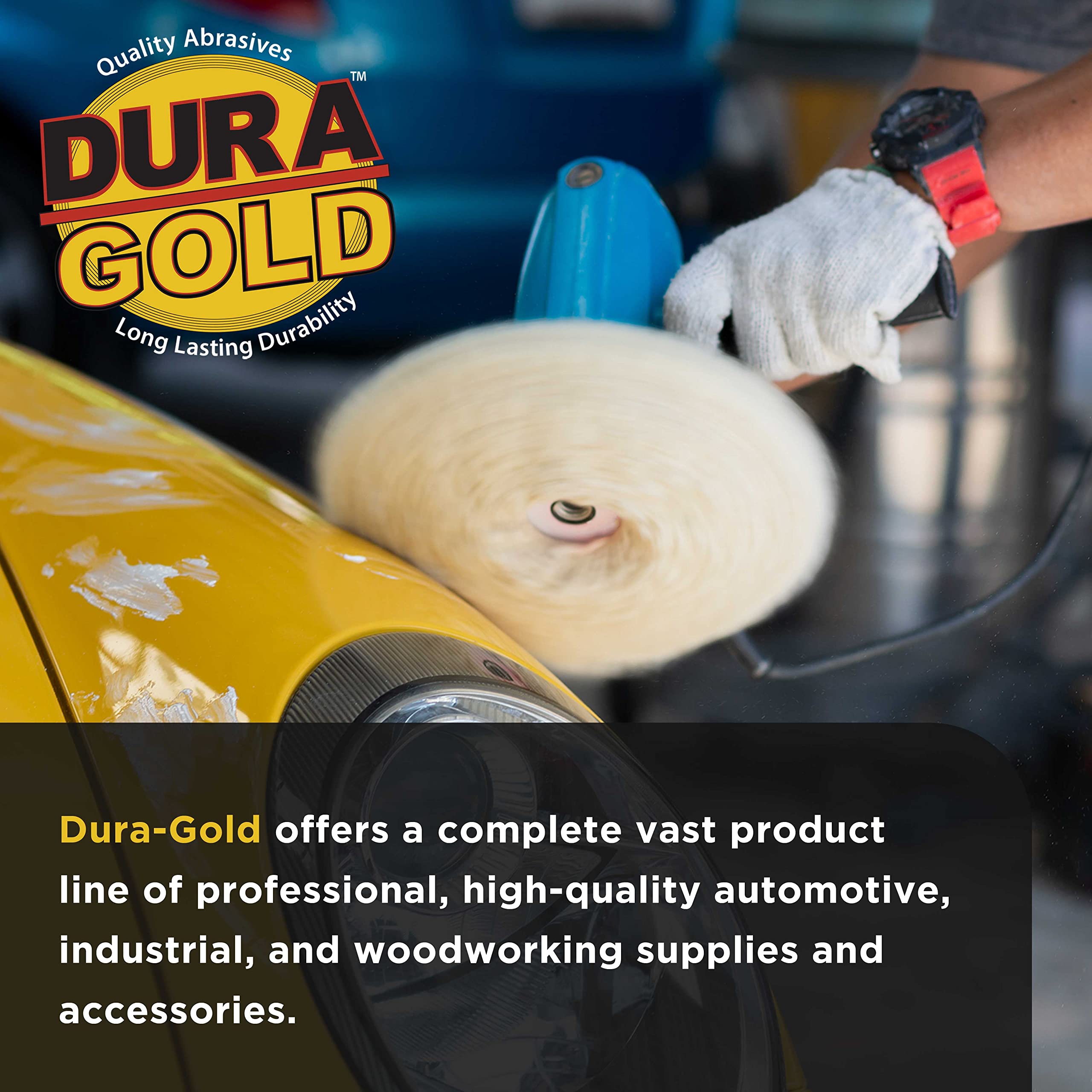 Dura-Gold pad held in hand for scale showing 8-inch size and durable construction