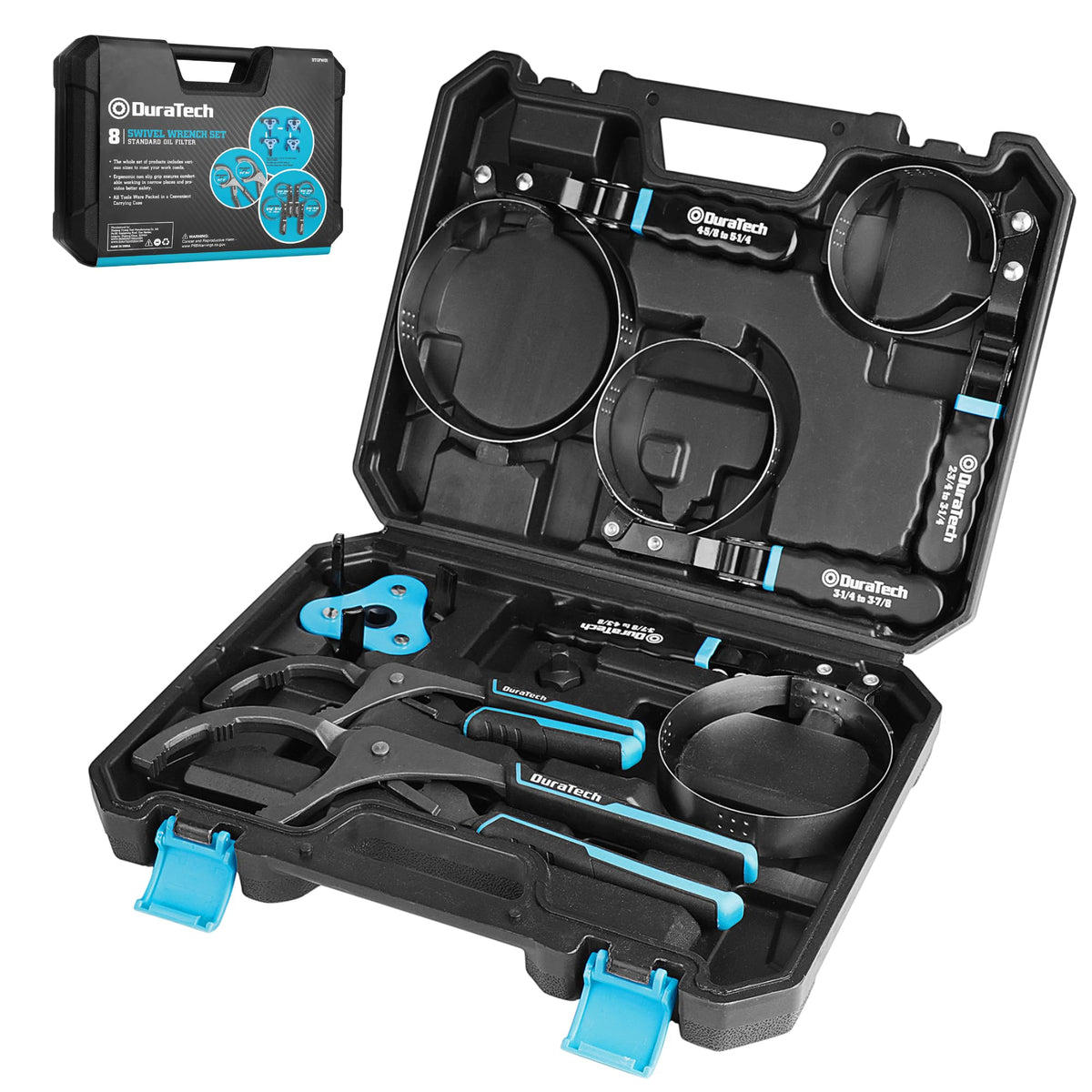 DURATECH front view of 8-piece wrench set showing organized kit and quick access