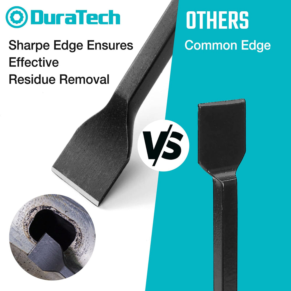 DURATECH close-up of scraper blades highlighting sharp factory edge for fast removal