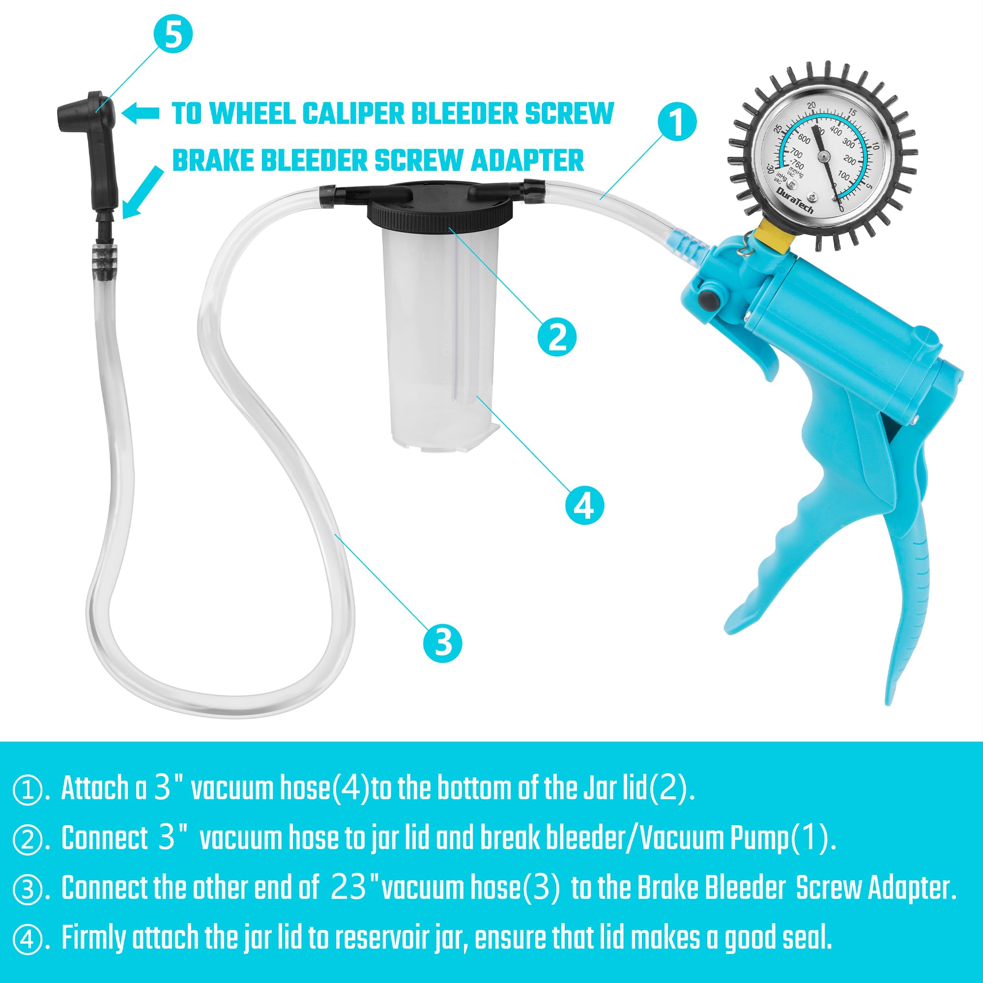 DURATECH pump in use bleeding a brake line for safer pedal performance