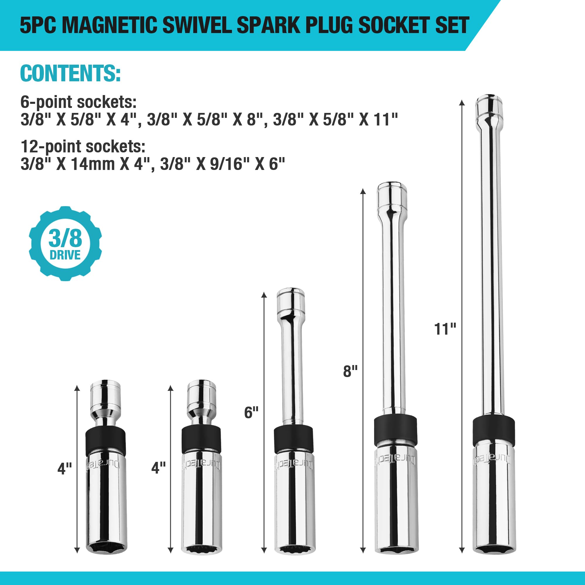 DURATECH magnetic core detail holding spark plug securely to reduce drop and damage