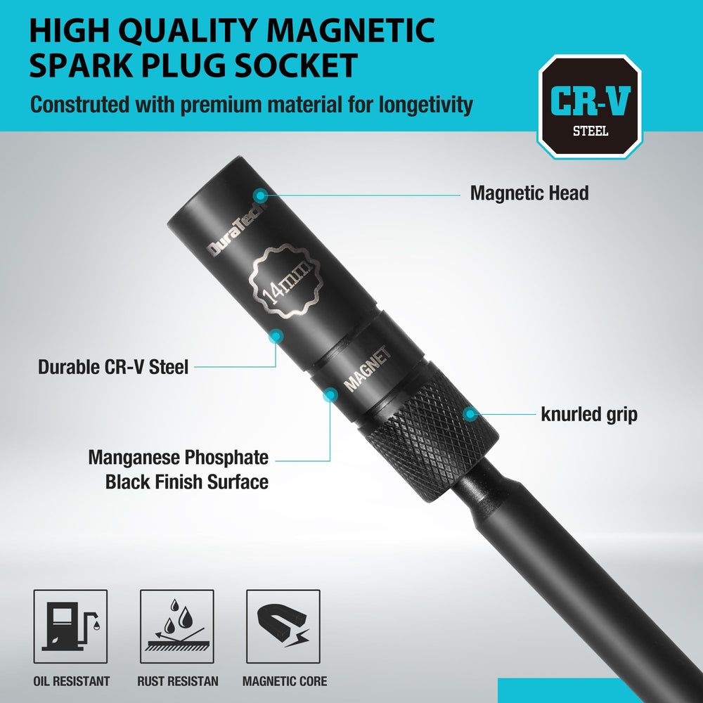DURATECH internal magnetic core holding a spark plug securely for safe removal