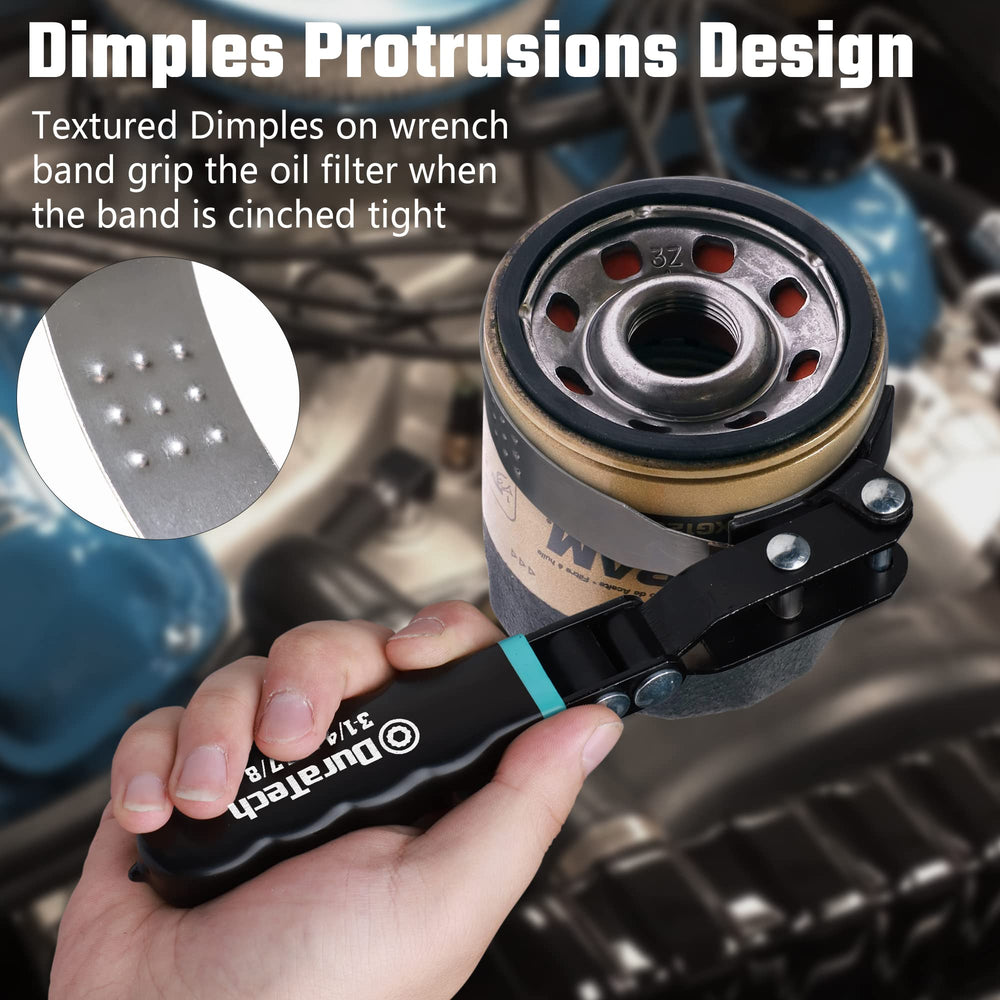 DURATECH serrated plier jaws detail providing tight hold on oily filters