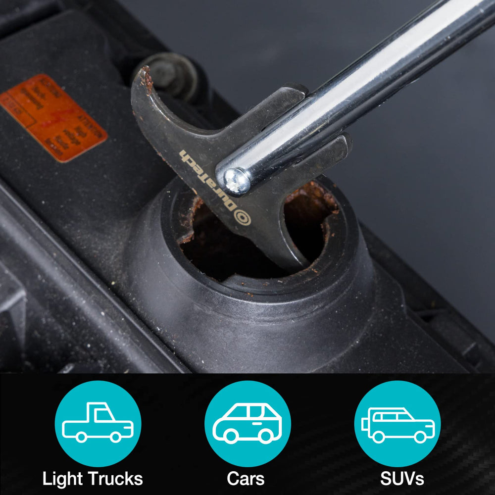 DURATECH seal puller next to a tape measure for scale showing compact portability