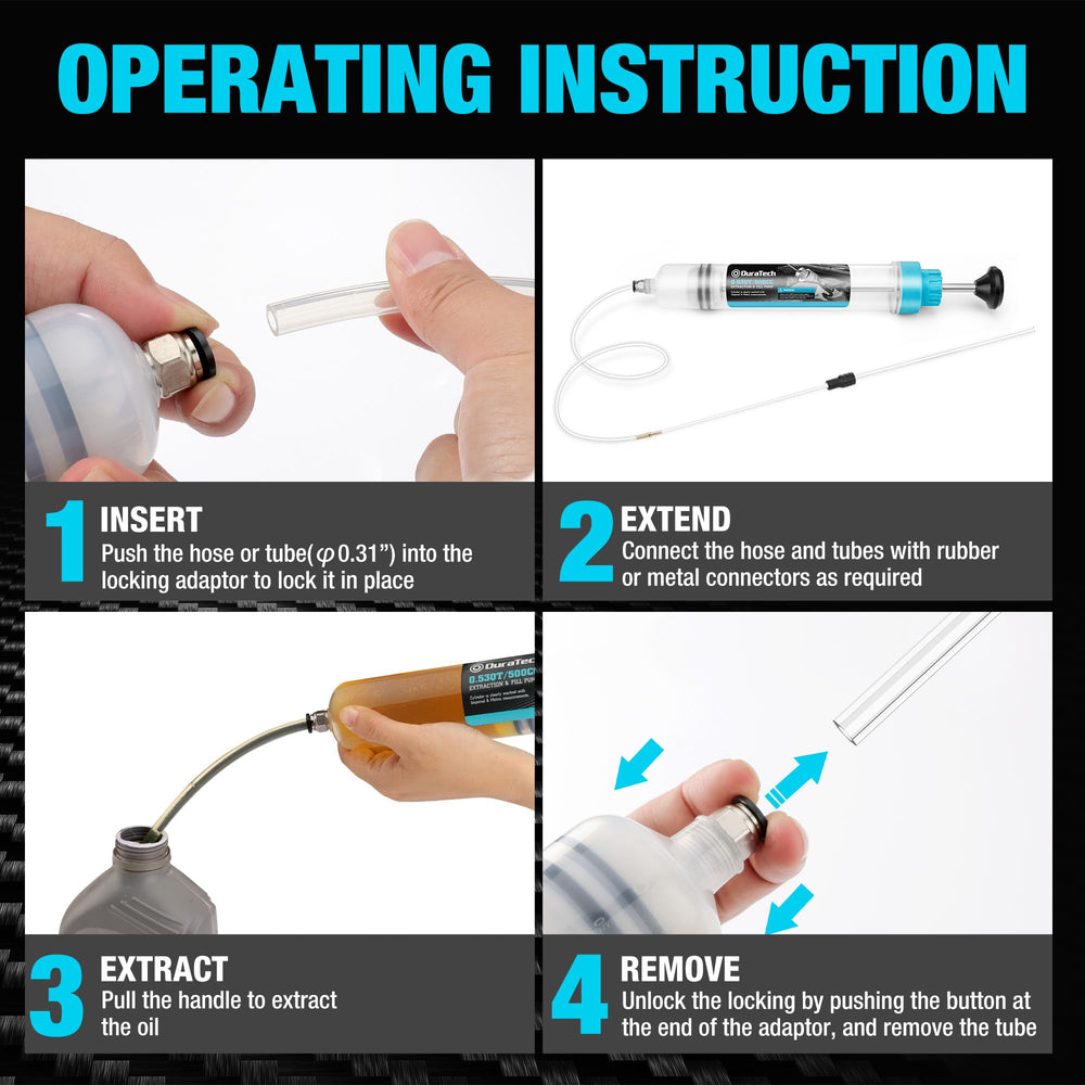 DURATECH extractor next to ruler showing compact size for easy storage benefit
