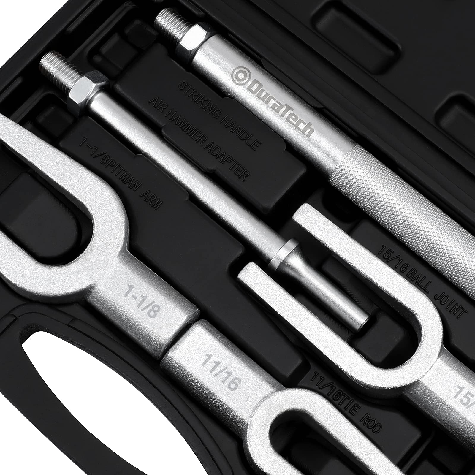 DURATECH forks aligned next to ruler showing accurate sizes for correct part selection