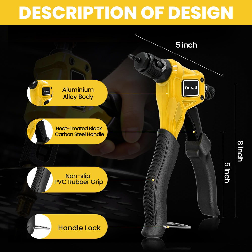 Duratl right-angle head detail enabling access to tight workspaces