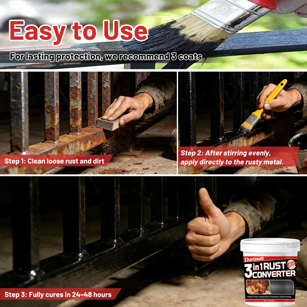 Duraxell label and directions close-up showing application guidance and safety benefit