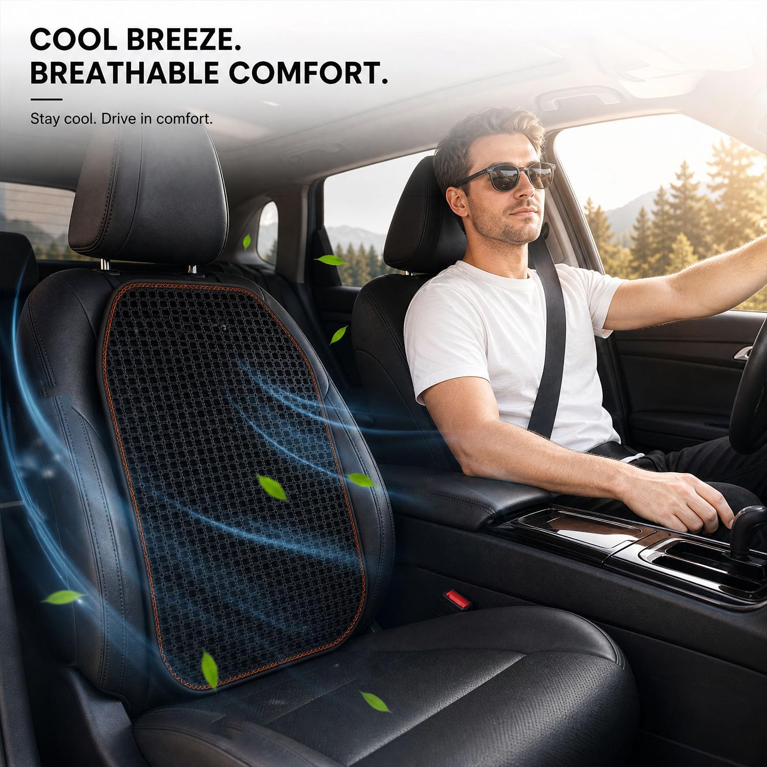 DUYUNCHEN backrest detail highlighting breathable support and posture benefit