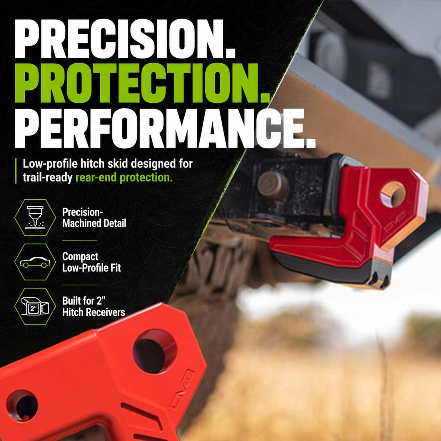 DV8 Offroad skid in use on rocky trail showing obstacle protection benefit