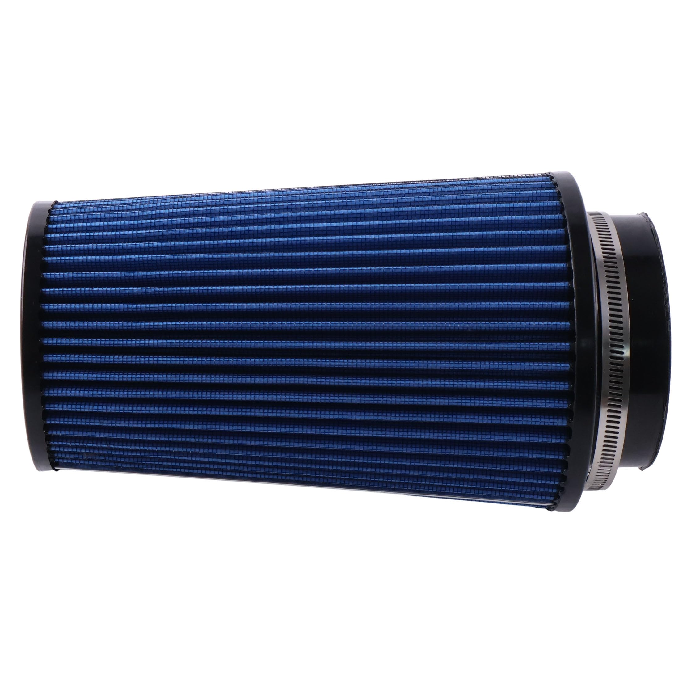 DVPARTS filter installed in a 4-inch intake, demonstrating correct fitment