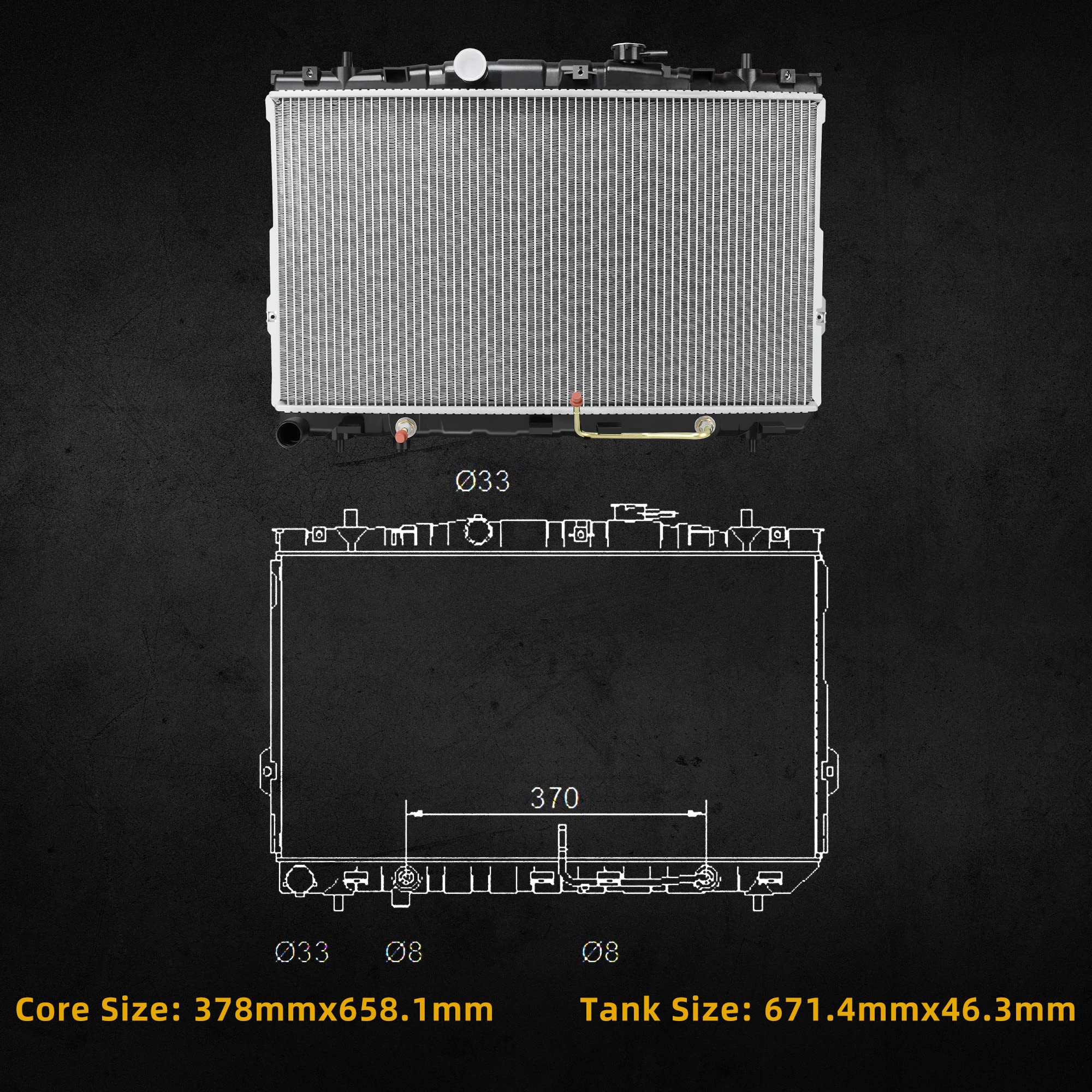 DWVO cooling fin pattern close view showing efficient airflow and heat transfer