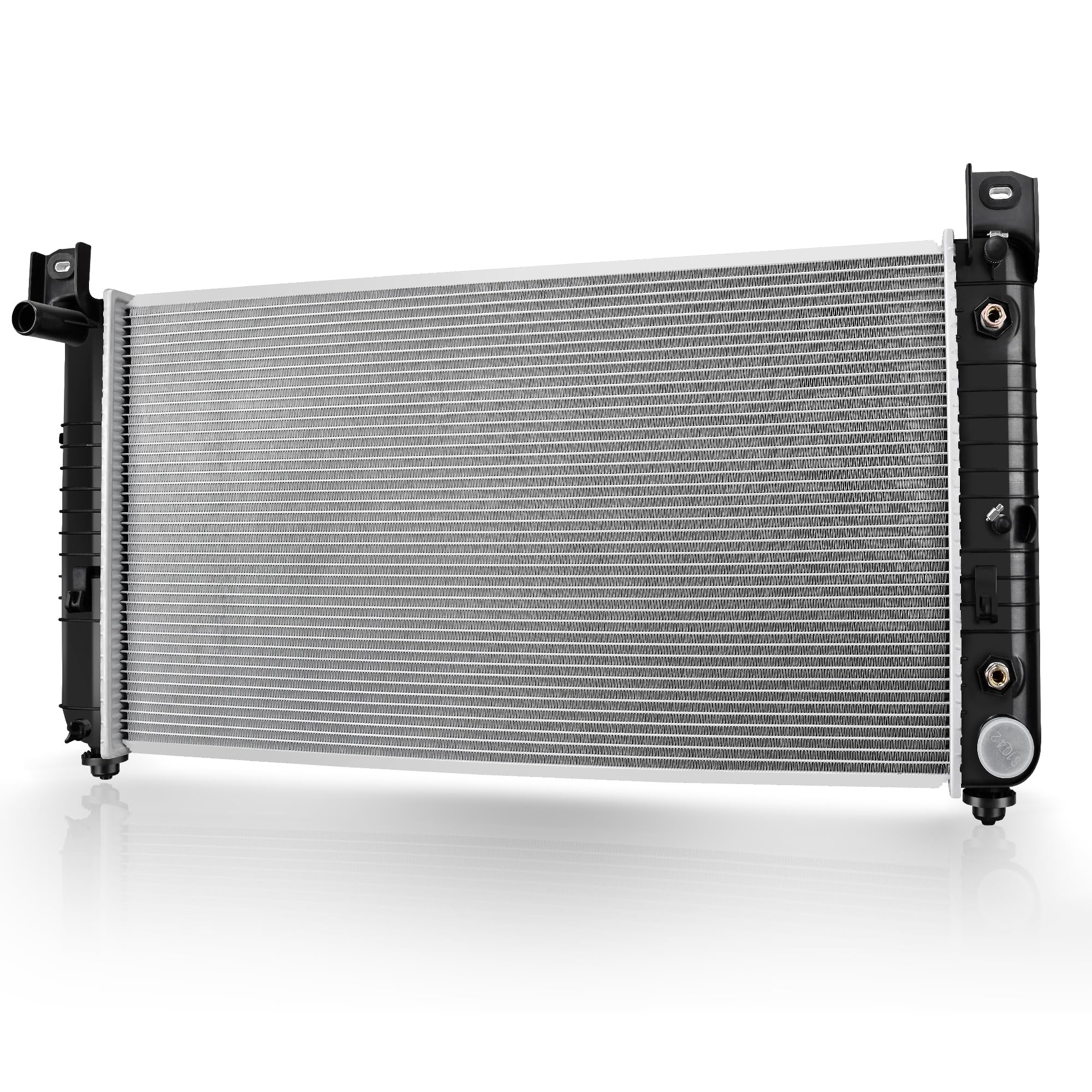DWVO front view radiator showing full core and mounting points, ensures direct fit