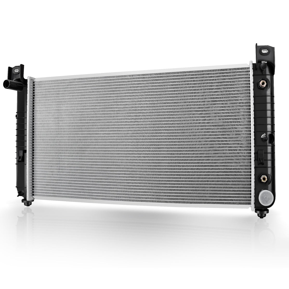 DWVO front view radiator showing full core and mounting points, ensures direct fit