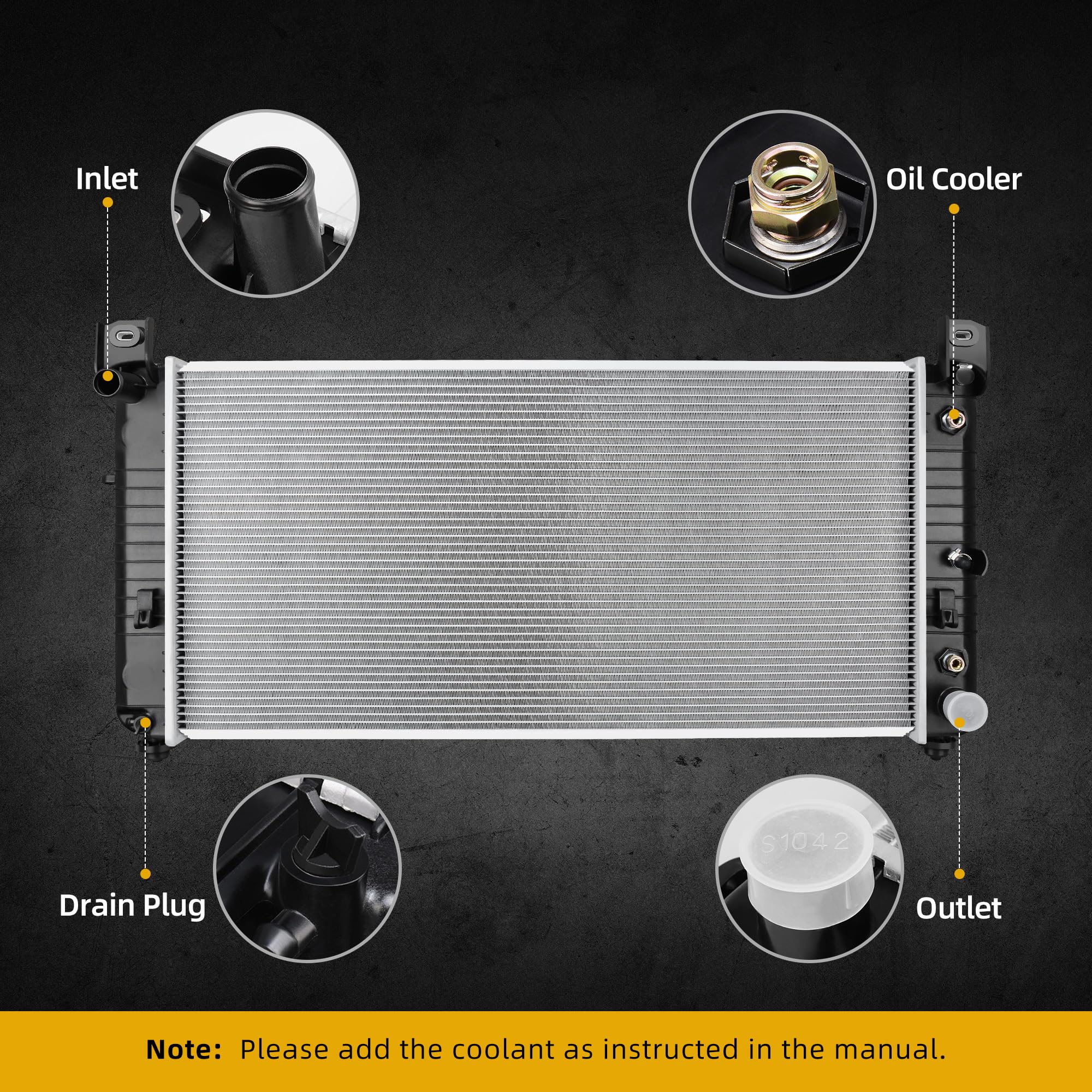 DWVO radiator installed in truck engine bay, demonstrates OEM-style fitment