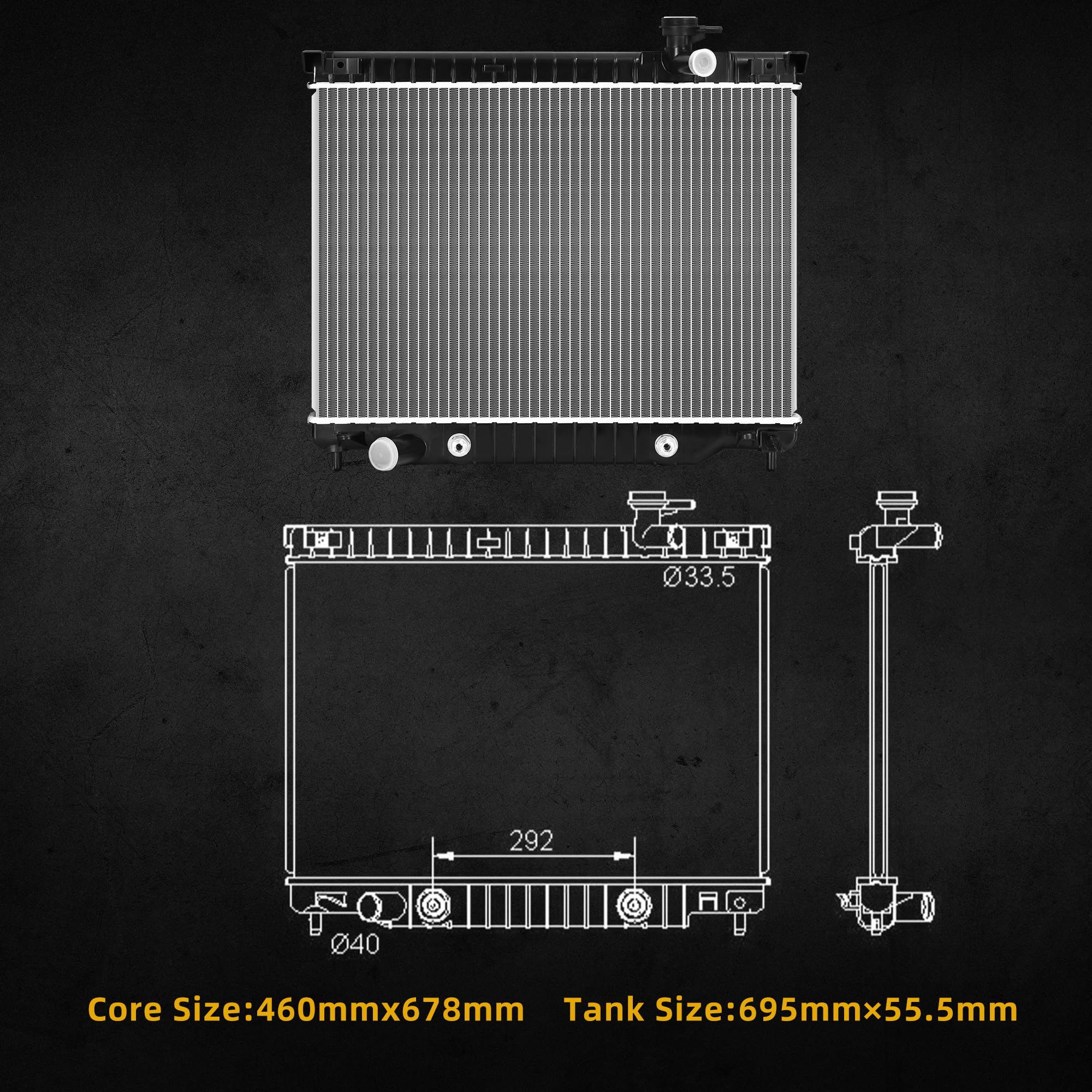 DWVO radiator packaged with corner foam blocks, reducing shipping damage risk