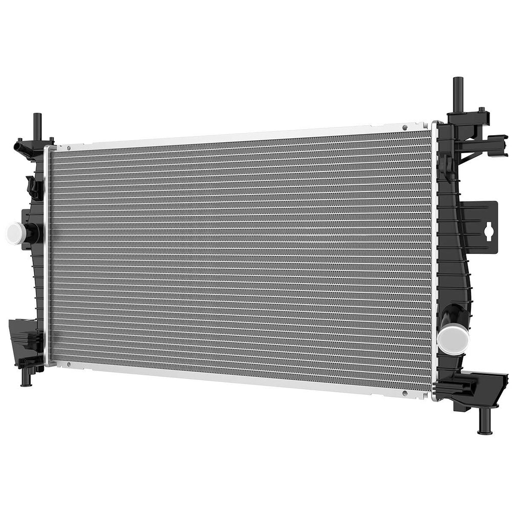 DWVO radiator front view showing full assembly and direct-fit design benefit