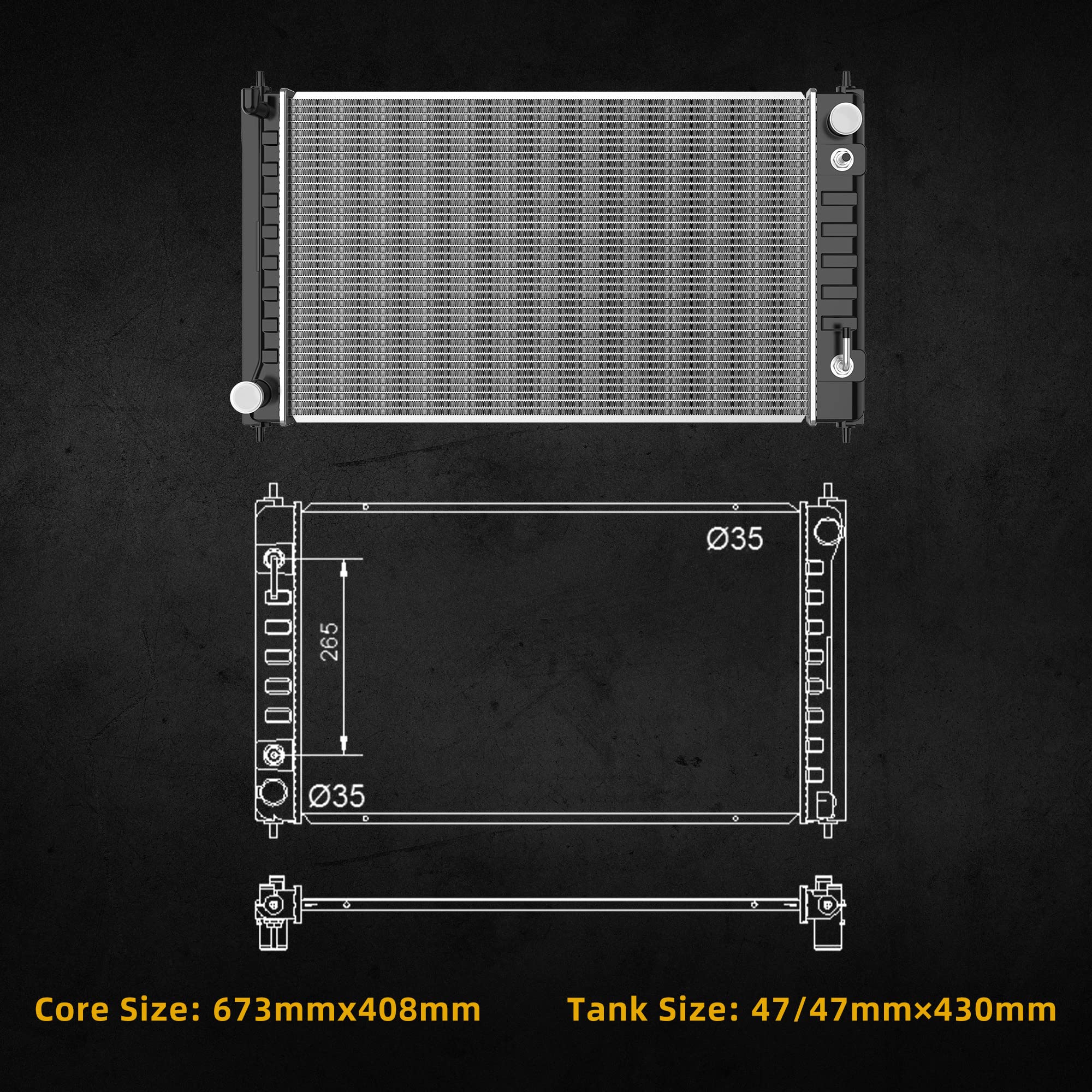 DWVO radiator packaged with foam protection preventing shipping damage