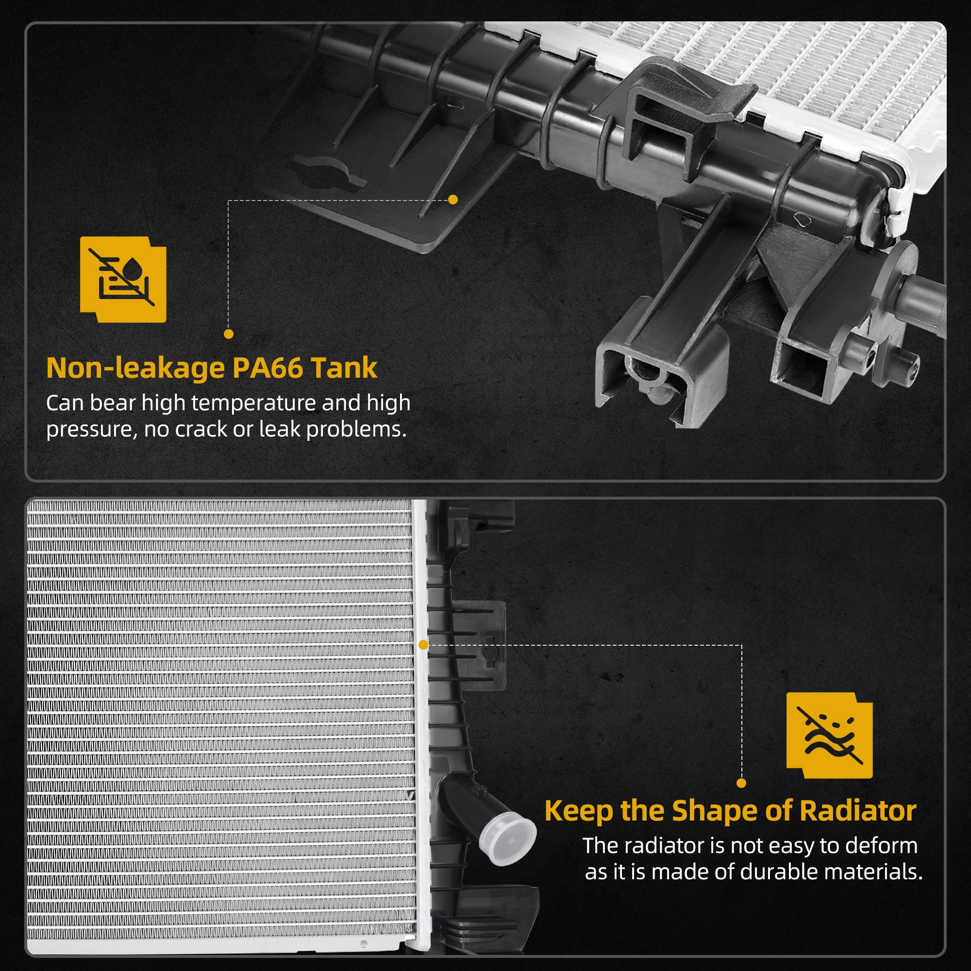 DWVO inlet and outlet tank detail demonstrating reinforced PA66 GF30 strength