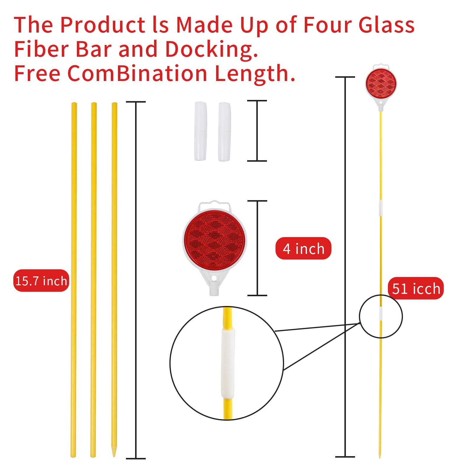 DXSIGN single 51-inch fiberglass marker shown full length for high-visibility benefit