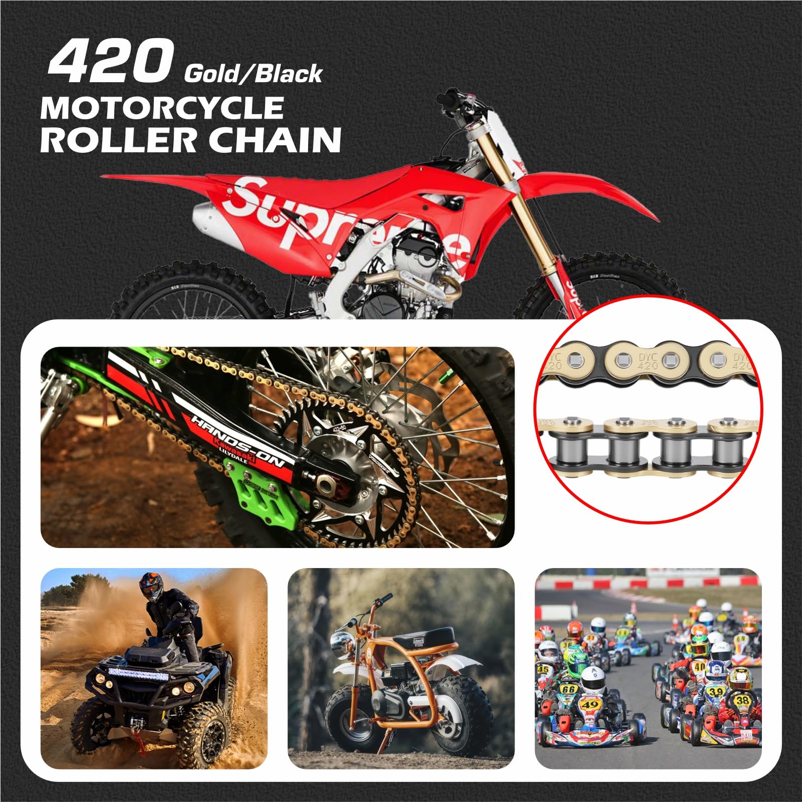 DYC chain kit staged in garage illustrating fast roadside repairs and maintenance