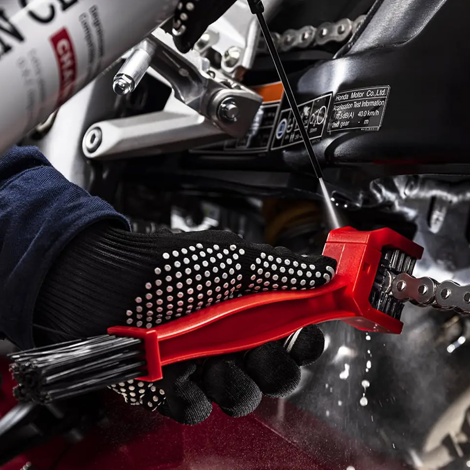 DYC DAIYOKI chain installed on a mini bike illustrating correct fit and tension