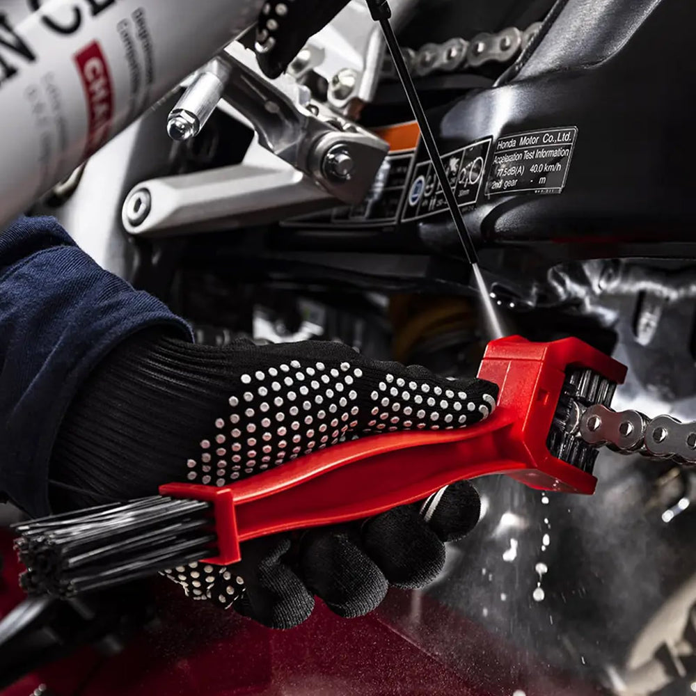 DYC DAIYOKI chain installed on a mini bike illustrating correct fit and tension