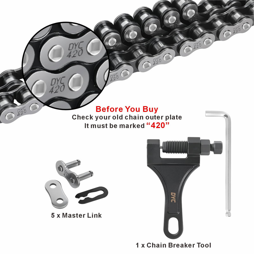 DYCTAHO chain master links and included chain breaker tool for quick repairs