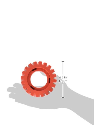Dynabrade wheel in use on car door removing decal demonstrating clean surface benefit