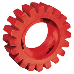 Dynabrade wheel beside ruler size comparison showing scale and workshop suitability benefit
