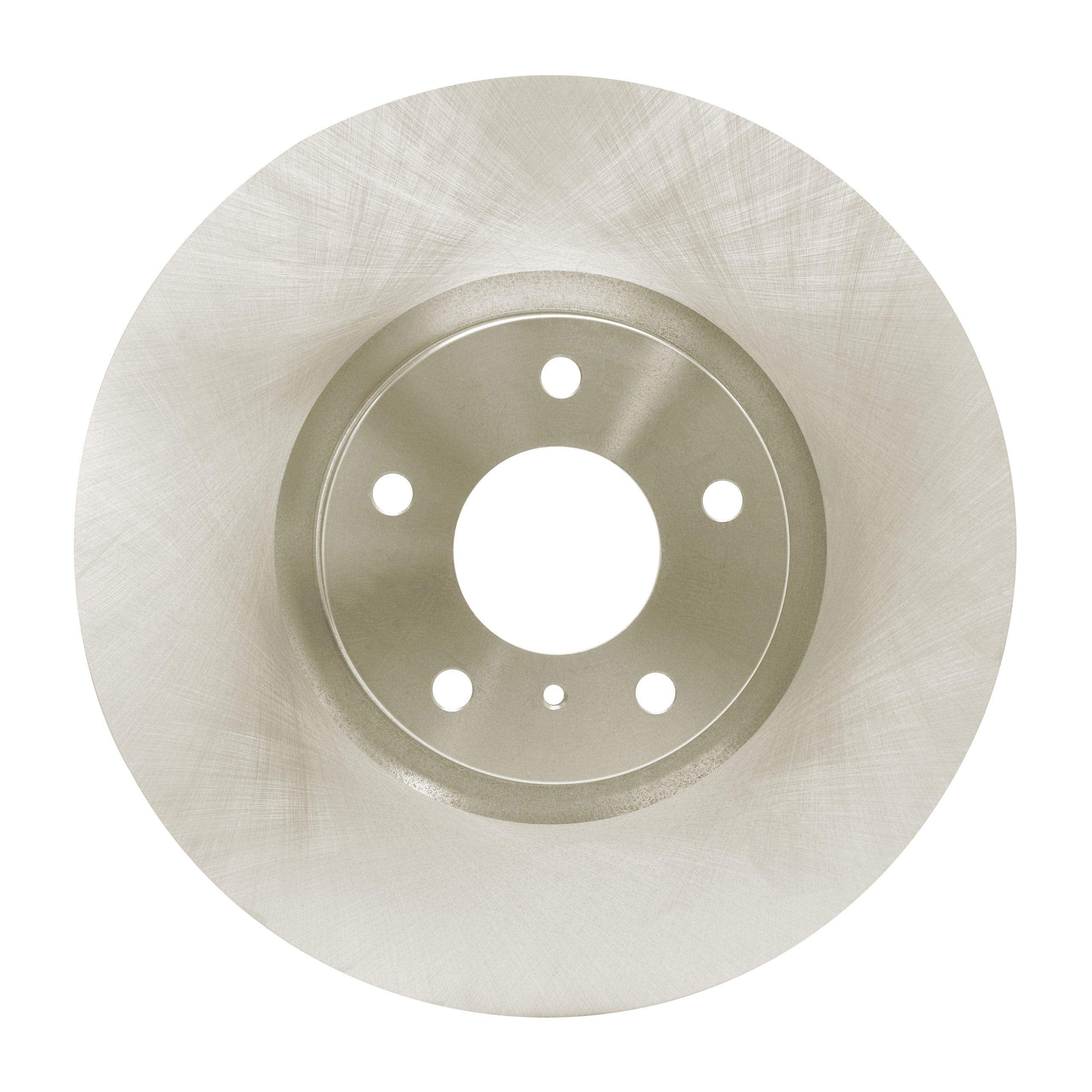 Dynamic Friction Company rear rotor front view showing smooth disc for consistent braking