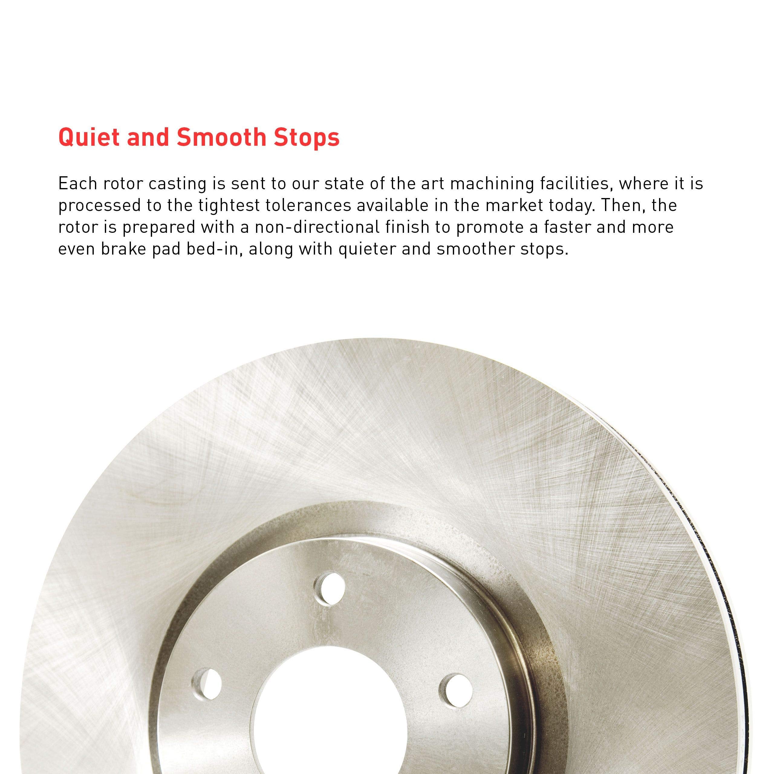Dynamic Friction Company rotor close-up of machined surface for reliable pad contact