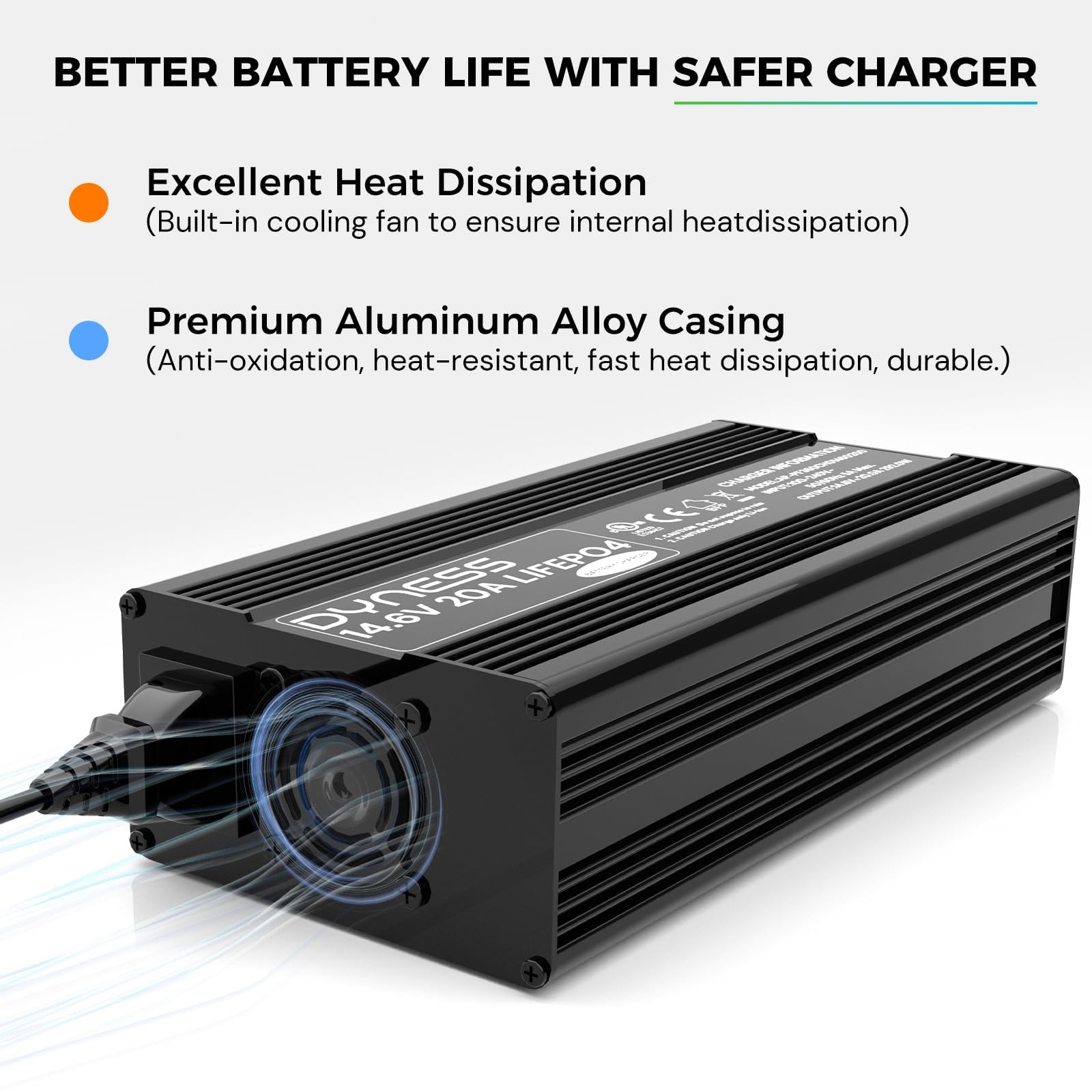 Dyness connected to a 12V battery demonstrating safe 0V activation