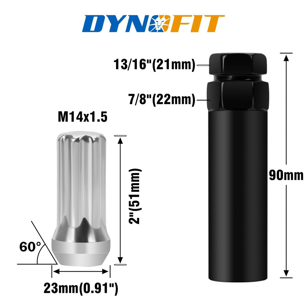 dynofit close-up of threads and 60° conical seat for secure wheel fit