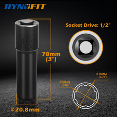 dynofit closeup of 6-spline internal profile for precise nut fit benefit
