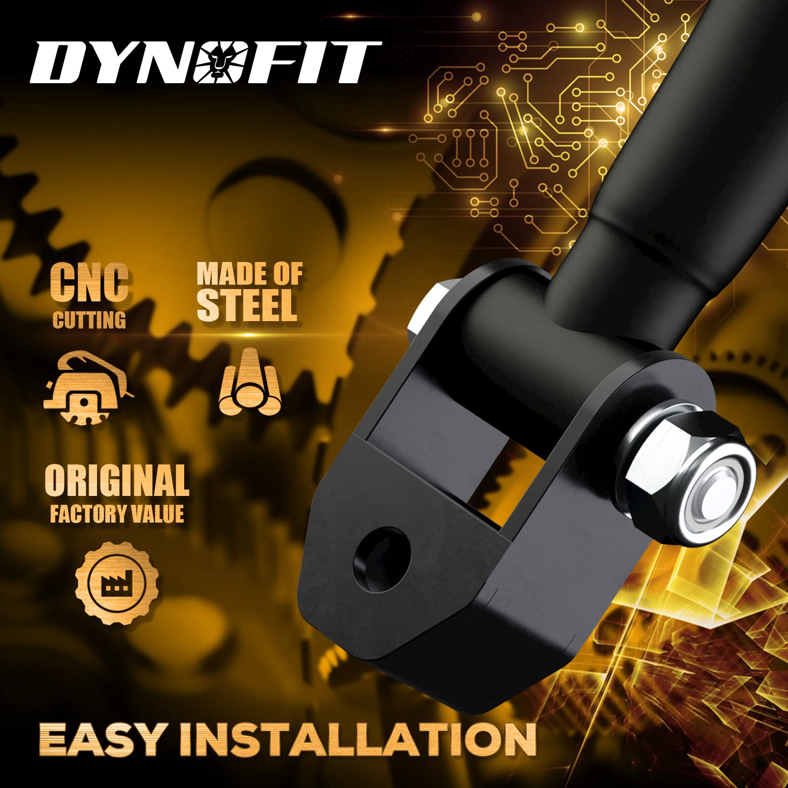 dynofit side profile of extender mounted to shock demonstrating secure fitment