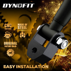 dynofit side profile of extender mounted to shock demonstrating secure fitment