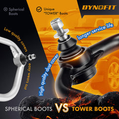 dynofit tube geometry side view, illustrating spring clearance and optimized angle