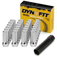 dynofit front packaging 24pcs chrome lug nuts showing complete set and fit
