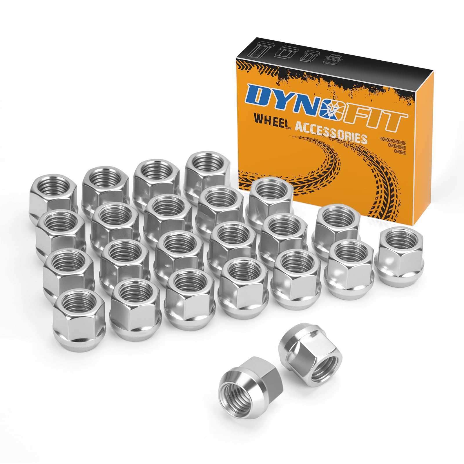 dynofit front packaging showing 24-piece lug nut set and label benefits