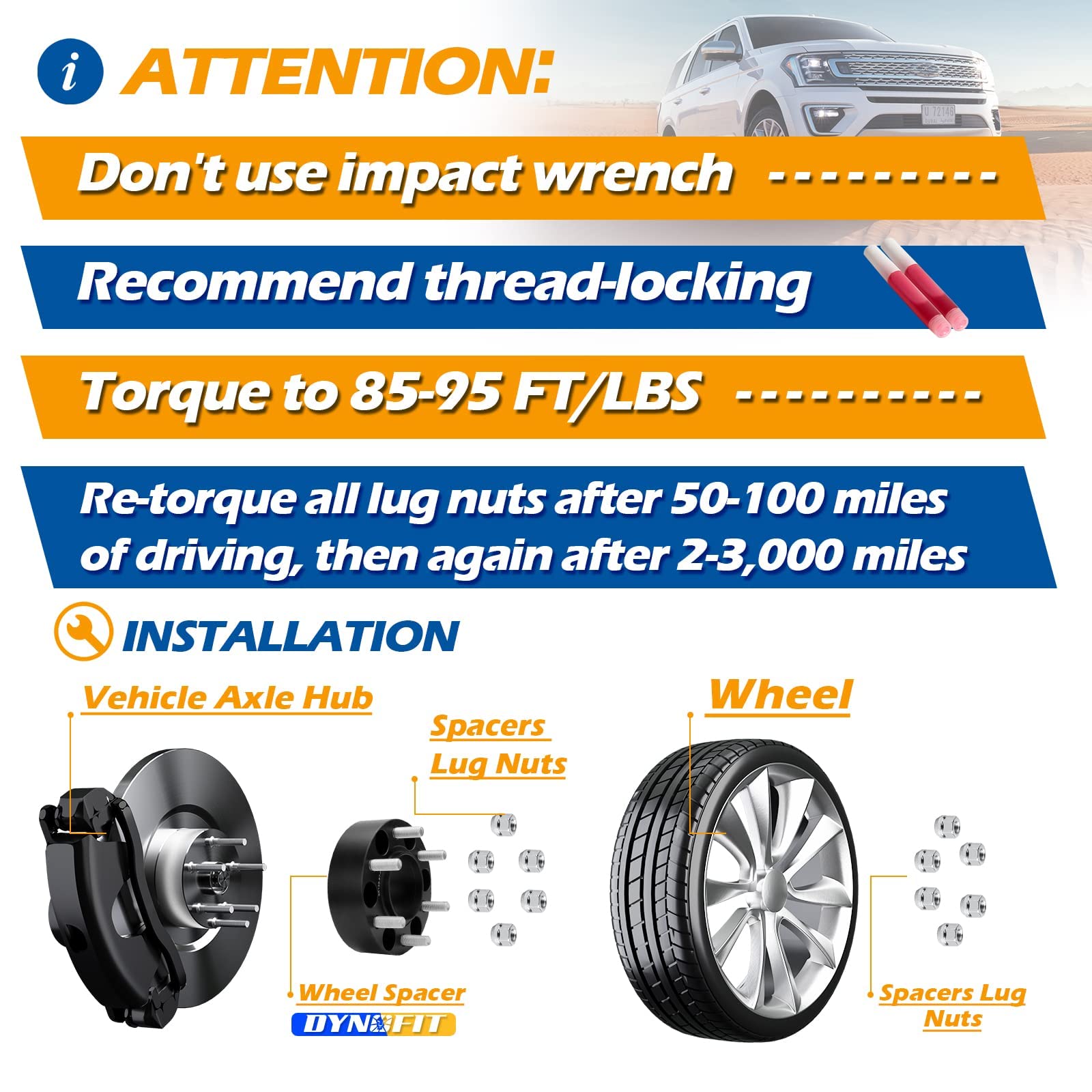 dynofit installed on Ford F150 front wheel illustrating wider stance and improved clearance