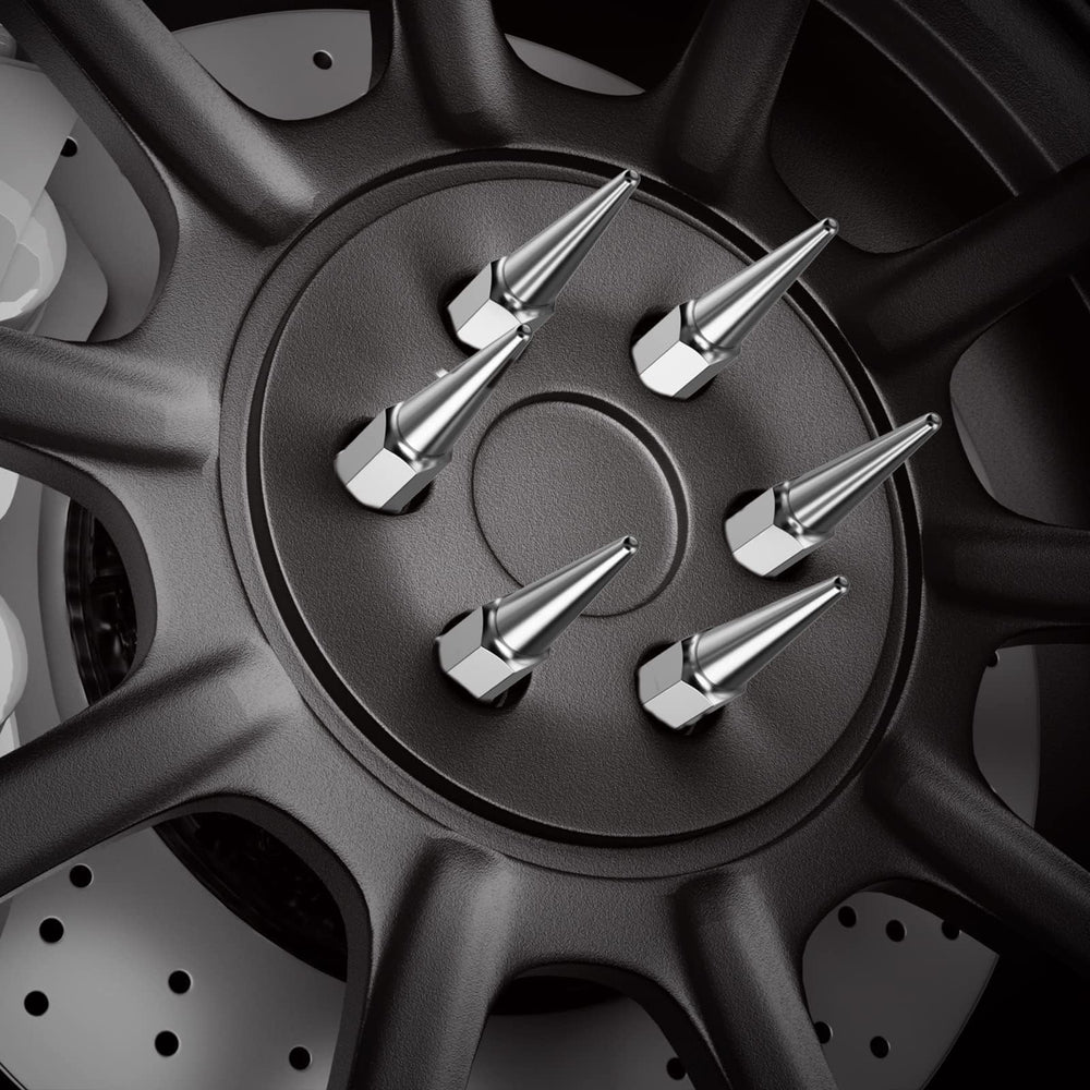 dynofit chrome lug key beside nut, illustrating easy installation