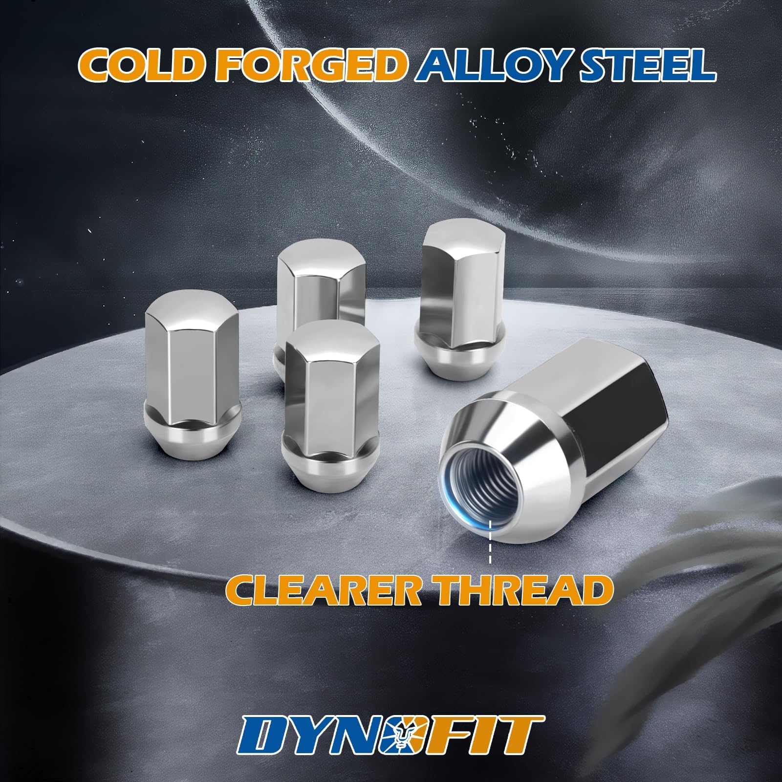 dynofit lug nut next to ruler showing scale and accurate dimensions for fit confirmation