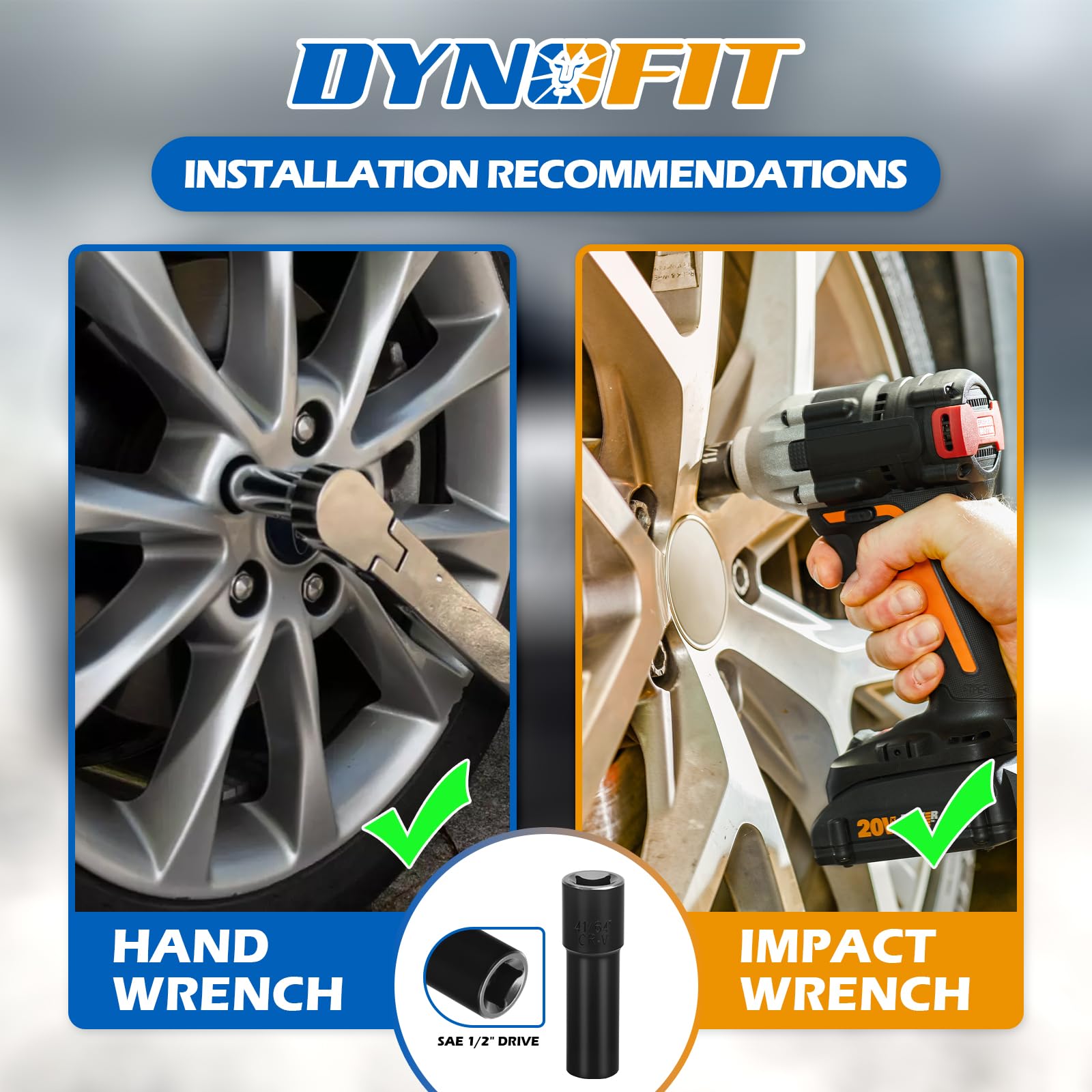 dynofit paired with 1/2" drive wrench showing tool compatibility benefit