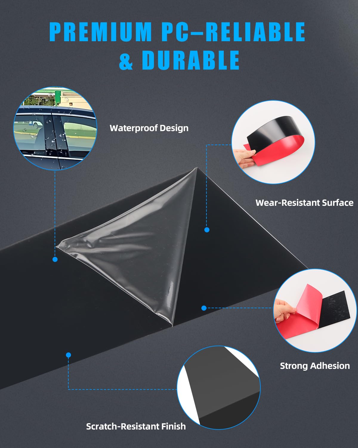 DYNVEX adhesive backing and protective film shown for easy peel-and-stick