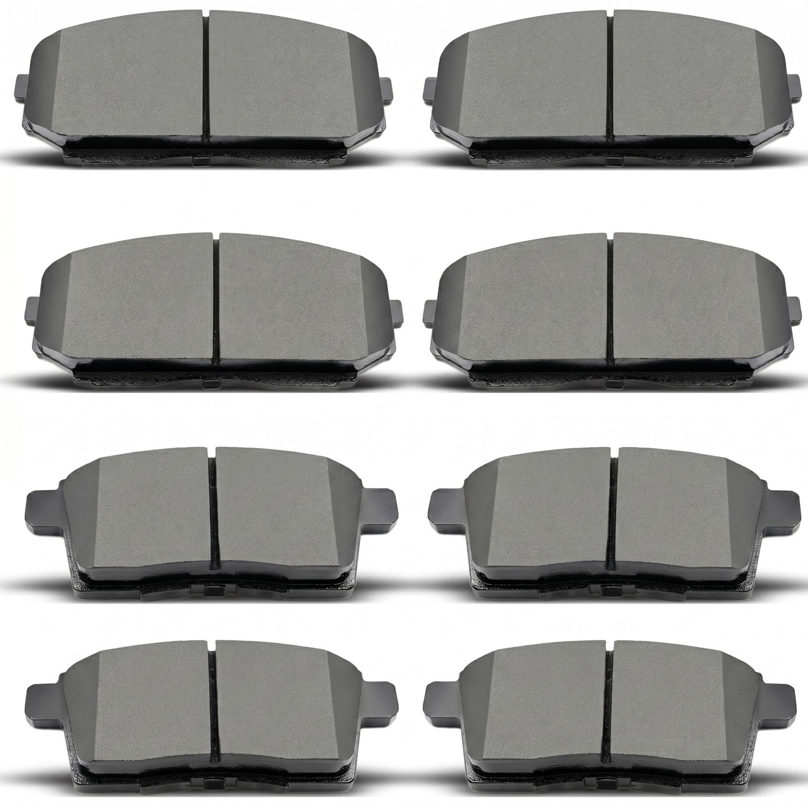 DYZJKWJW front and rear brake pads package showing all eight pieces and labels, confirming fit