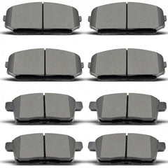 DYZJKWJW front and rear brake pads package showing all eight pieces and labels, confirming fit