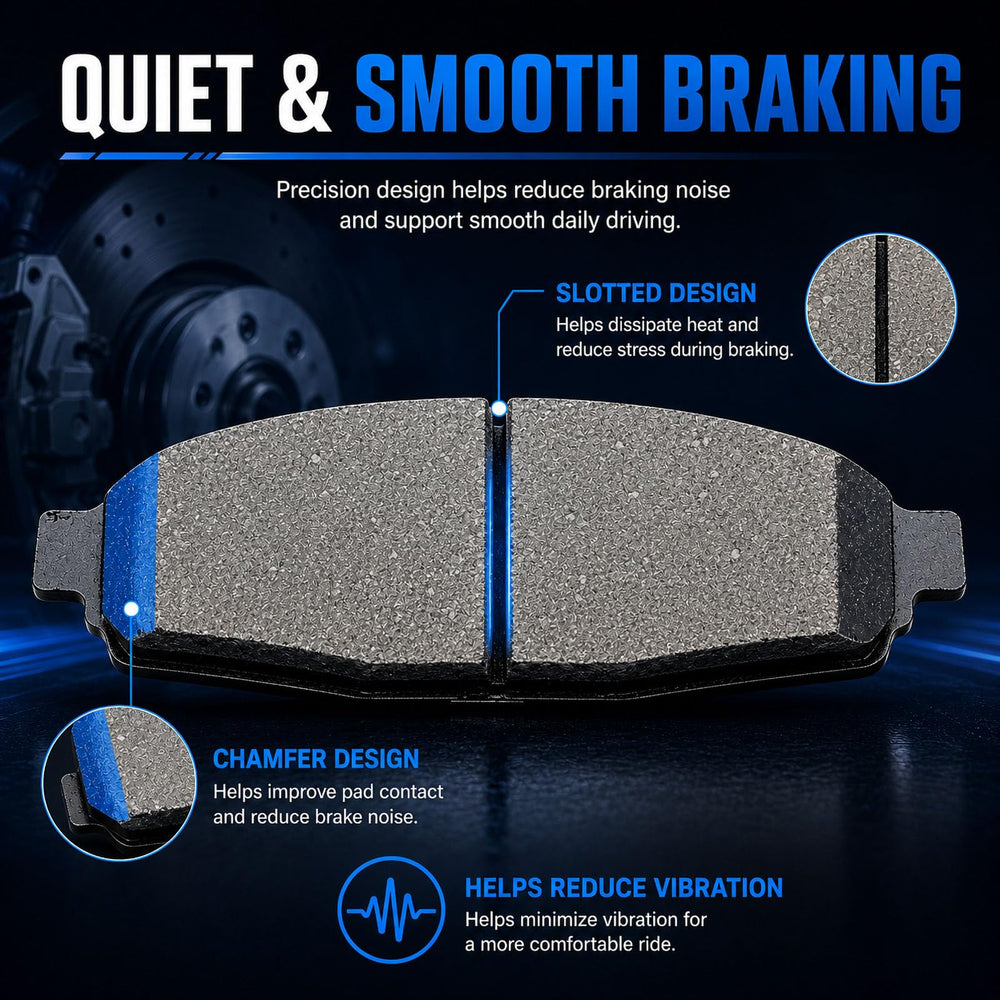 DYZJKWJW installed rear pad in rotor assembly showing proper fit and stable braking benefit